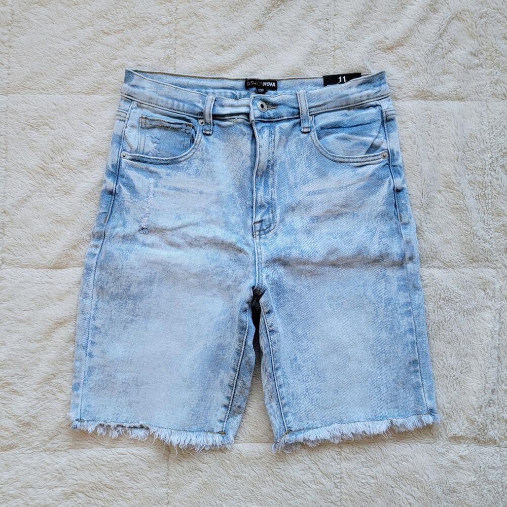Fashion Nova High Rise Raw Hem Bermuda Shorts
